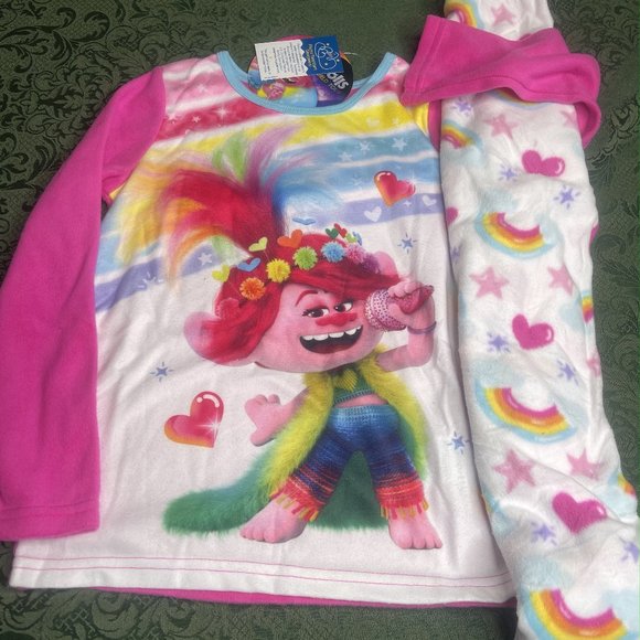NWT TWINS trolls rainbow 2 pajamas pjs 6 birthdays - Picture 3 of 7